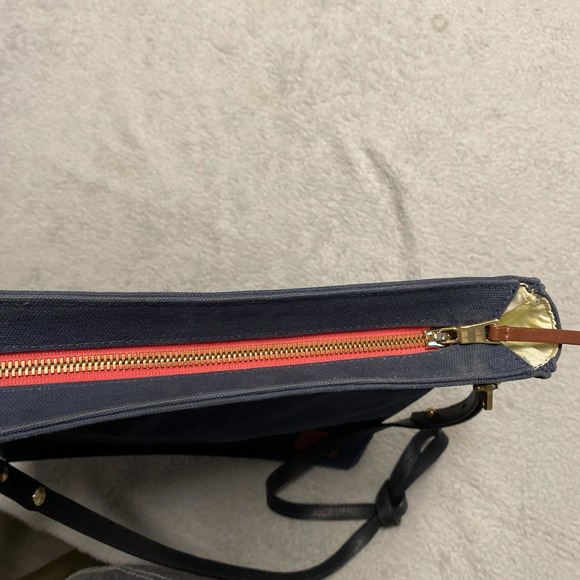 Gunner's Daughter Handbag Blue Canvas Nautical Gold Accent Crossbody Made In USA - Picture 11 of 12